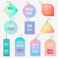 Sale badge sticker, psd shopping clipart set