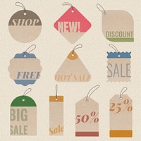 Sale badge sticker, psd shopping clipart set