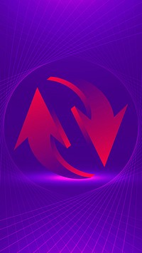 Reverse arrow mobile wallpaper, business gradient purple background