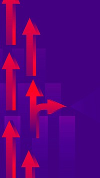 Arrow iPhone wallpaper, purple border, abstract gradient background