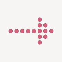 Dotted arrow icon, pink sticker, direction symbol psd