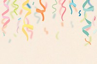 Cream celebration background, colorful ribbons border psd