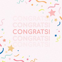 Pink congratulations Instagram post template, celebration message with ribbons vector