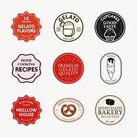 Food business logo template, customizable branding design ector set