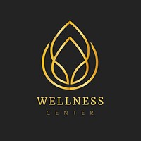 Gold spa logo template, aesthetic health and wellness business branding design vector