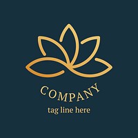Gold spa logo template, aesthetic health and wellness business branding design psd