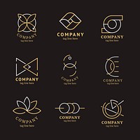 Gold business logo aesthetic template, geometric branding design vector set