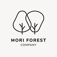 Green business logo template, branding design vector, mori forest text