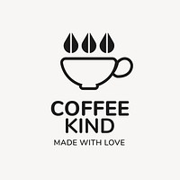 Coffee shop logo, food business template for branding design vector, coffee kind made with love text