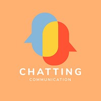 Chat application logo template, business branding design psd, chatting communication text