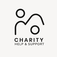 Charity logo template, non-profit branding design psd, help & support text