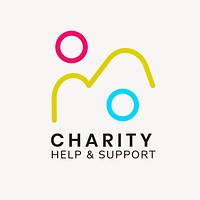 Charity logo template, non-profit branding design psd, help & support text