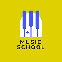 Music school logo template, entertainment business branding design vector