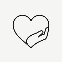 Charity logo, hands supporting heart icon flat design psd illustration