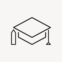 Mortarboard icon, education symbol flat design psd illustration