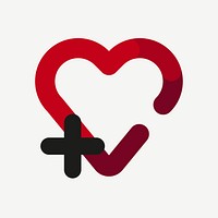 Heart icon, healthcare symbol flat design psd illustration