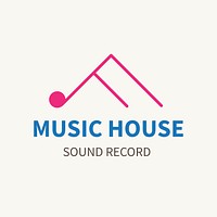 Music business logo template, branding design psd, music house sound record text