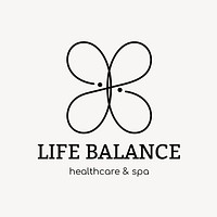 Spa logo template, health & wellness business branding design psd, life balance text