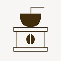 Coffee logo, food icon flat design psd illustration, manual coffee grinder