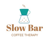 Coffee shop logo, food business template for branding design psd, slow bar coffee therapy text