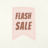 Flash sale badge sticker, shopping doodle clipart vector