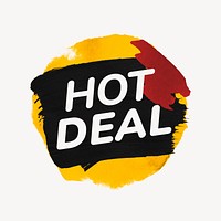 Hot deal badge sticker, paint texture, shopping image psd