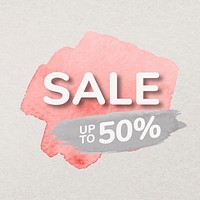 Pink paint sale badge sticker, watercolor brush stroke, shopping image vector