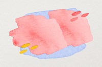 Watercolor badge sticker, feminine pink brush stroke texture psd