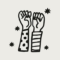 Raised hands solidarity sticker collage element vector, empowerment concept