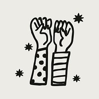 Raised hands solidarity sticker collage element psd, empowerment concept