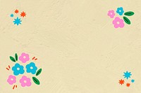 Flower border frame psd, yellow background