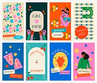 Woman empowerment instagram story template, editable social media story and background wallpaper vector