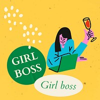 Girl boss social media template editable vector, woman character virtual celebration