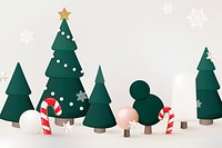 Winter holidays background, 3D Christmas tree and candy cane psd