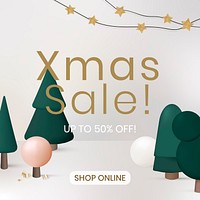 Xmas sale template vector, online shop advertisement