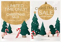 Christmas sale poster template vector set