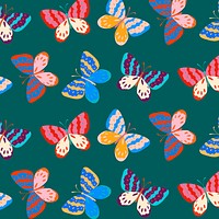 Pop art butterfly pattern psd, green background
