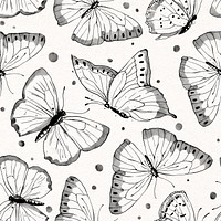 Ink butterfly pattern psd, line art design