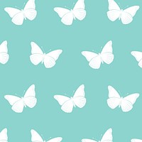 Butterfly pattern seamless vector, mint green minimal design