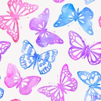 Watercolor butterfly pattern psd, feminine background design