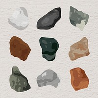 Abstract stone shape, sticker psd set