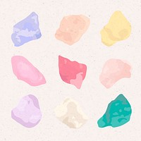 Pastel abstract stone shape, sticker psd set