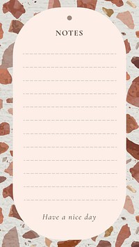 Notes template, terrazzo background, aesthetic Facebook, vector