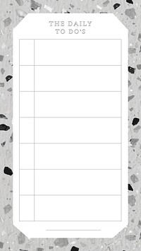 Daily planner template, terrazzo background, aesthetic social media post, vector