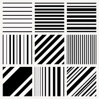 Line pattern background, simple design in black and white vector set