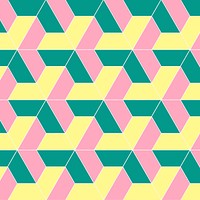 Cute heart background, pink geometric pattern colorful design vector