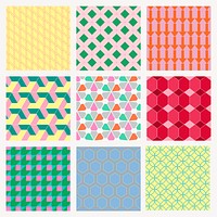 Geometric pattern background, colorful abstract design psd collection