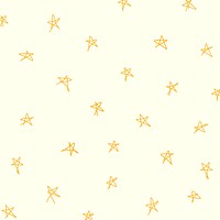 Yellow background, star doodle pattern, minimal design vector