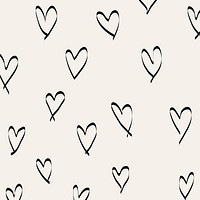 Doodle background, black heart pattern design vector