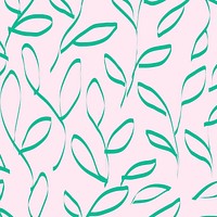 Cute background, green leaf pattern design vector